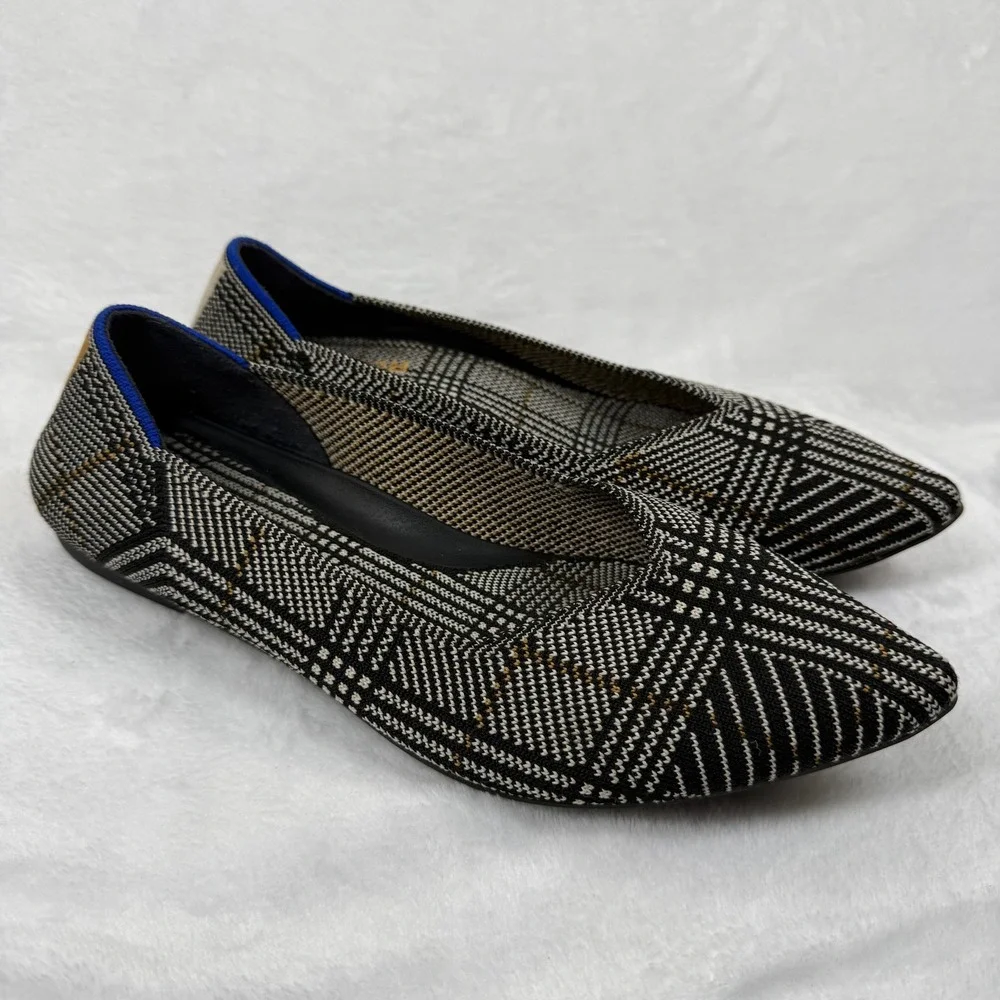 Rothy's The Point in Black Glen Plaid *RETIRED* Size 8.5 RARE